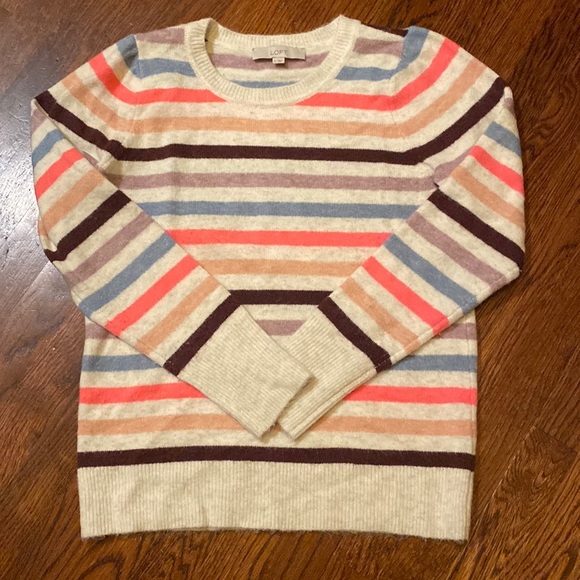 LOFT Sweaters - LOFT Women’s Multi-Color Striped Crew Sweater Size Medium